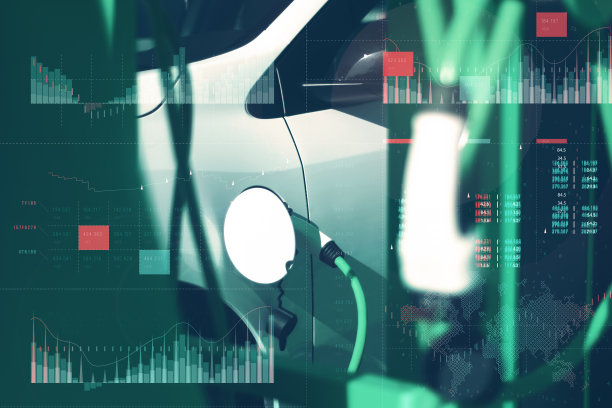 电动充电站的技术背景。电价增长图表。图片下载