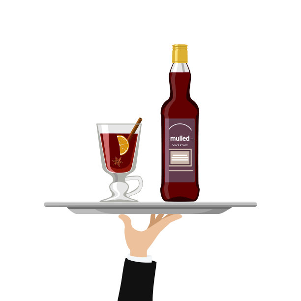 托盘上的热酒瓶和玻璃杯图片下载