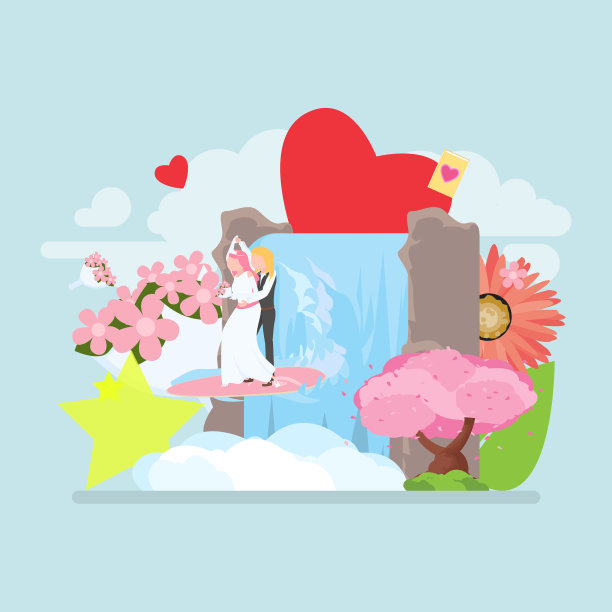 瀑布下的户外婚礼图片下载