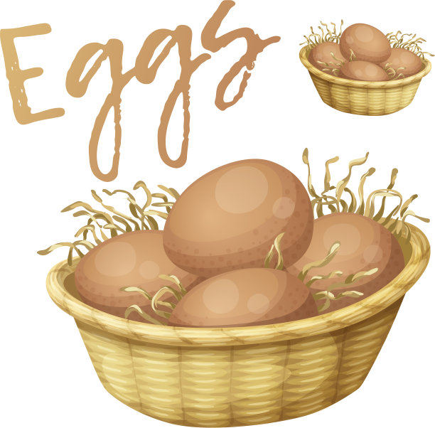 鸡蛋在篮子图标卡通图片下载