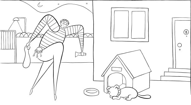 晚上狗在睡觉，小偷在睡觉图片下载