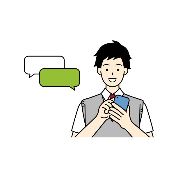 学生使用智能手机的上半身插图。图片下载