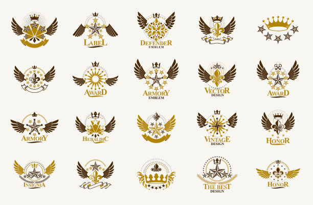 纹章外衣的臂章上有大的王冠和星星图片下载