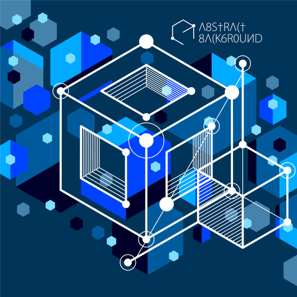 模板三维深蓝色设计布局的小册子图片下载