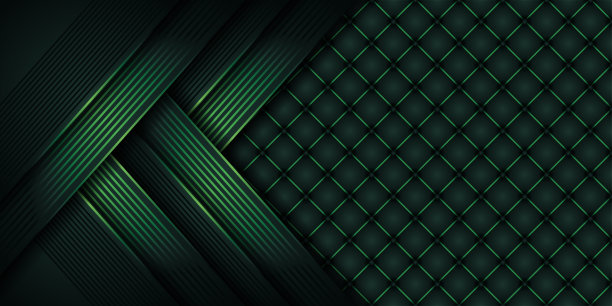 现代背景绿色与3D叠加层的光效果相结合。摘要暗技术动态装饰设计模板元素，用于海报、宣传册、登陆页、横幅等图片下载