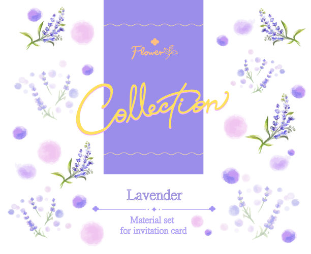 扁平风格薰衣草背景图案。用于请柬，贺卡，无缝图案图片下载