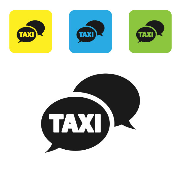 黑色出租车呼叫电话服务图标孤立上图片下载