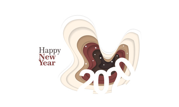 2020年新年快乐纸面横幅图片下载