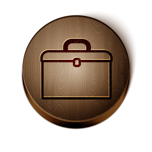 棕色线公文包图标孤立的白色图片下载