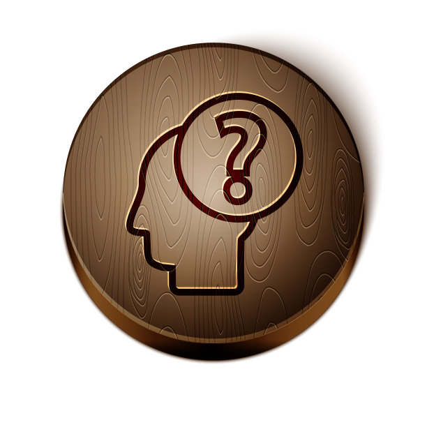 棕色线人类头部与问号图标图片下载