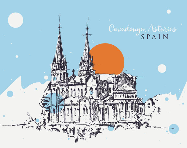 西班牙圣玛利亚大教堂素描图片下载