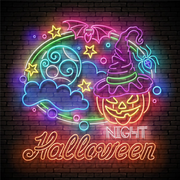 用女巫南瓜点亮万圣节贺卡图片下载