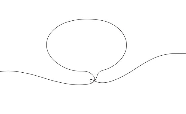 矢量连续线圆语音气泡，黑色线孤立在白色背景，手绘插图空白框架模板单一。图片下载