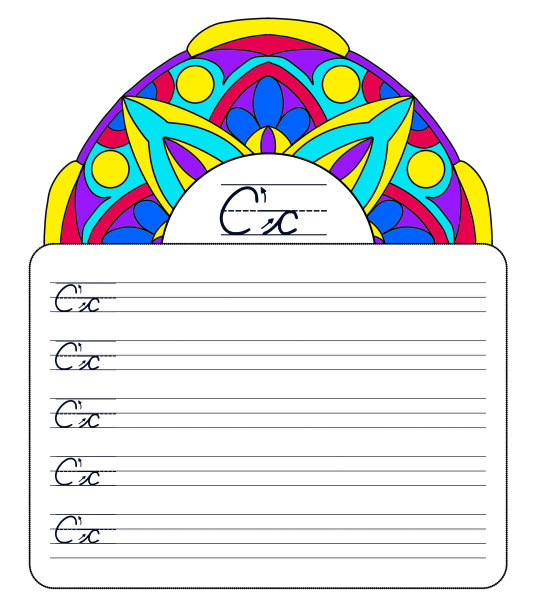 字母c小写和大写，学习用不同颜色的曼荼罗为孩子写，书本为孩子写，学习，学校活动图片下载