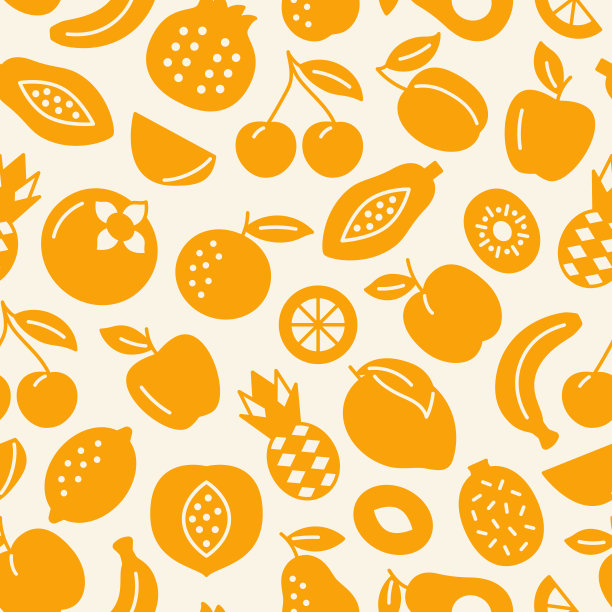 水果无缝模式。以苹果，香蕉，芒果，樱桃，猕猴桃，橘子，柠檬，梨为背景。素食纹理。图片下载
