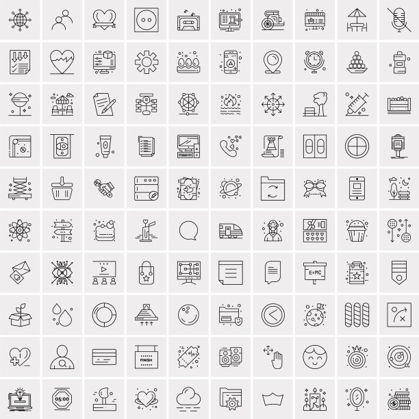 100个商业图标通用设置的web和图片下载