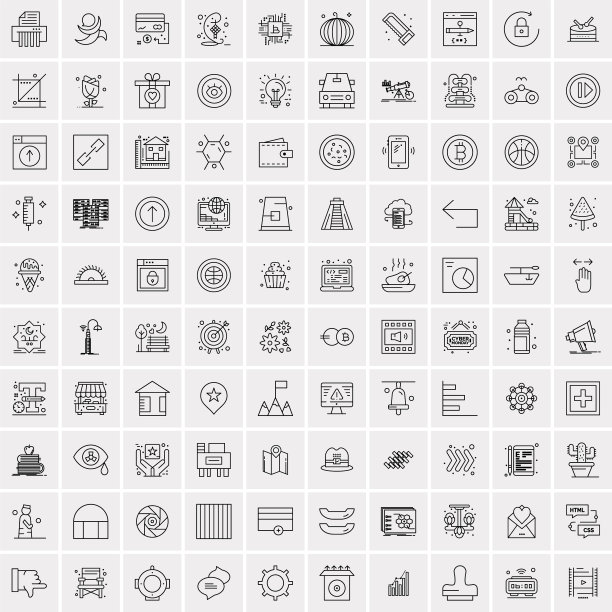 100个商业图标通用设置的web和图片下载