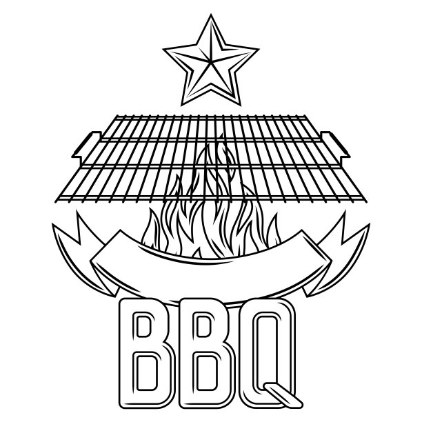 烧烤背景与烧烤对象和图标。程式化的厨房和餐厅项目。图片下载