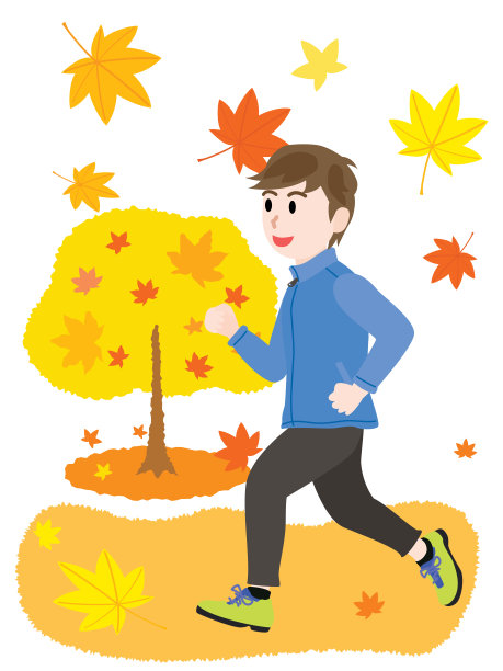 在运动的秋天慢跑的人。图片下载