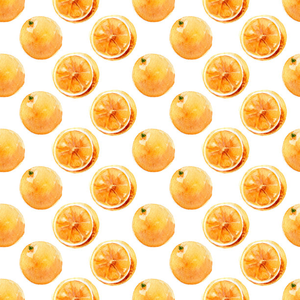 无缝水彩图案的橘子在白色图片下载