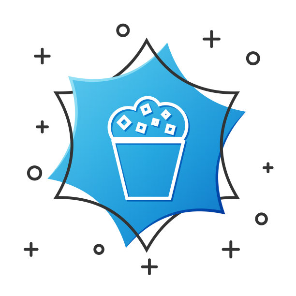 白线爆米花在纸箱图标孤立图片下载