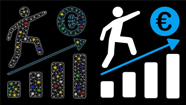 光滑网状网欧元业务增长图标图片下载