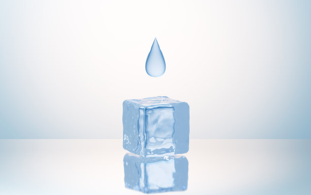 水滴和冰，3d渲染。图片下载