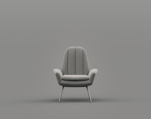 单灰色天鹅绒扶手椅在单色灰色的室内房间和空墙灰色的3d渲染图片下载