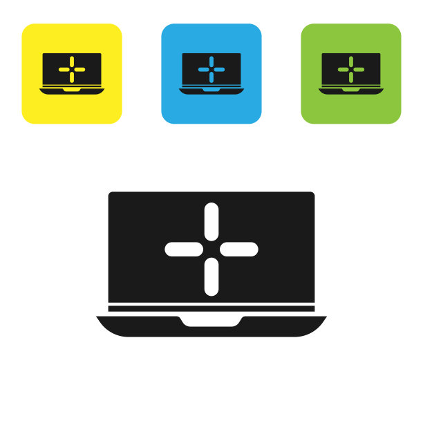 黑色笔记本电脑图标孤立在白色背景图片下载