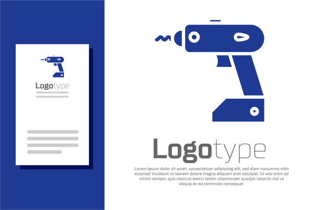 蓝色电动无绳螺丝刀图标隔离图片下载