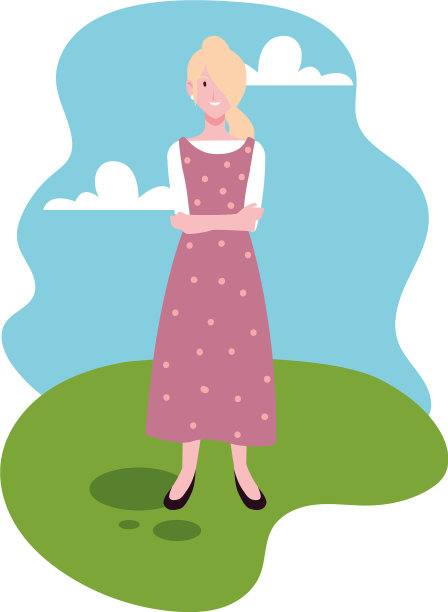 年轻女子站在风景背景图片下载