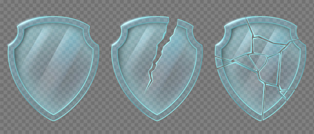 一套玻璃盾牌，有裂纹和碎片图片下载