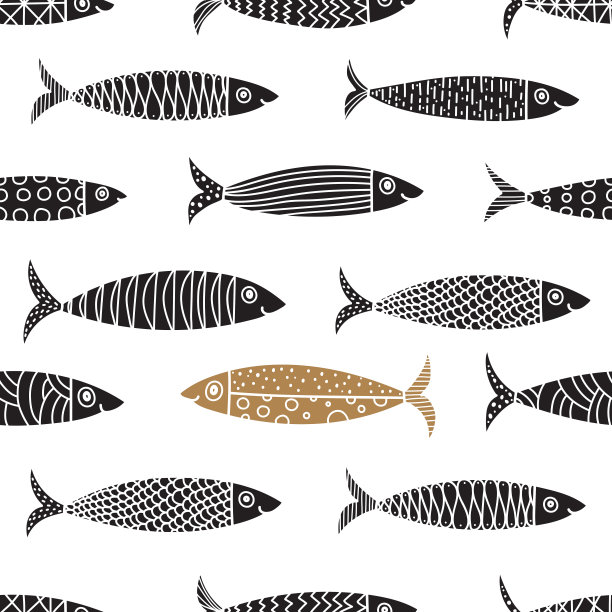 可爱的鱼。孩子们的背景。无缝模式。图片下载