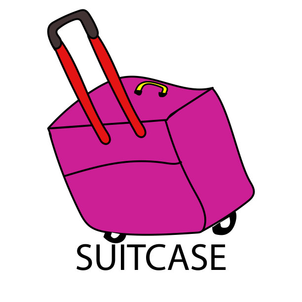 粉色旅行箱卡通画孤立图片下载
