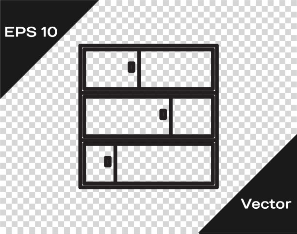 黑色线条的货架图标孤立上透明图片下载