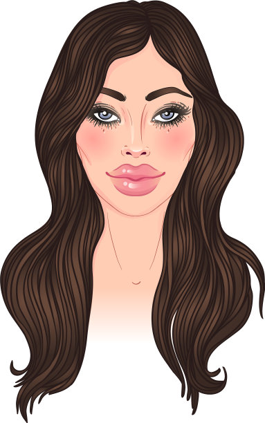 一个美丽的年轻女人夸张的嘴唇图片下载