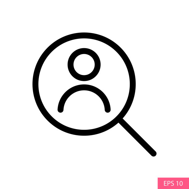 放大镜上的人矢量图标在线条风格设计网站设计，应用程序，UI，孤立的白色背景。可编辑的中风。EPS 10矢量插图。图片下载
