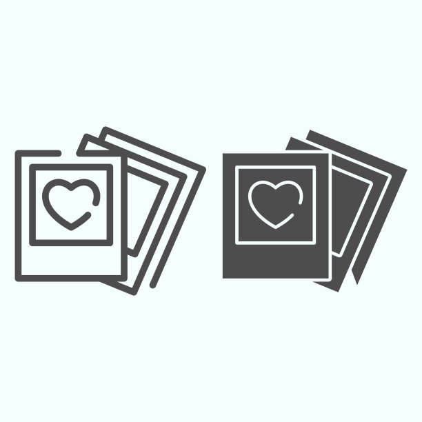 图库照片线和立体图标三张照片图片下载