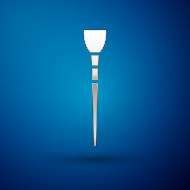 银色化妆刷图标孤立在蓝色上图片下载