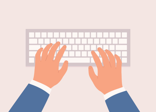 商人的手在电脑键盘上打字。图片下载