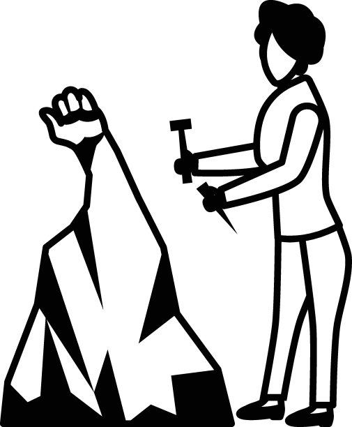 熟练雕刻石矢量图标设计，工艺职业符号，爱好和艺术作品标志，创意人库存插图，石雕概念图片下载