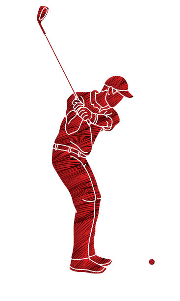 高尔夫球员动作卡通运动图形图片下载