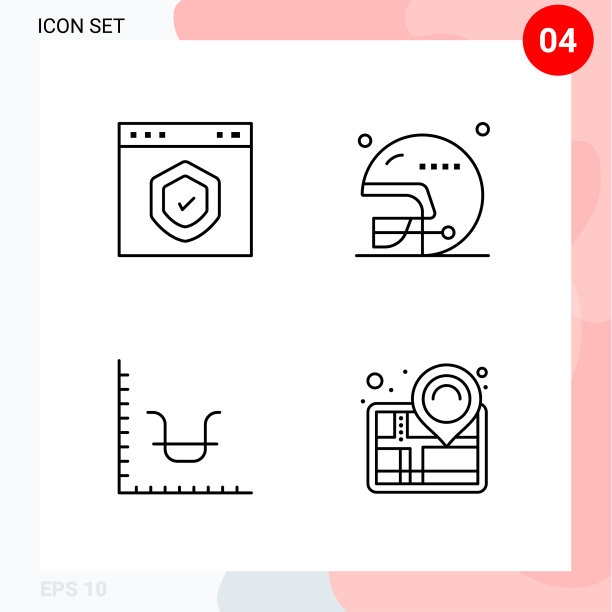 包装4个图标在线条风格的创意轮廓图片下载