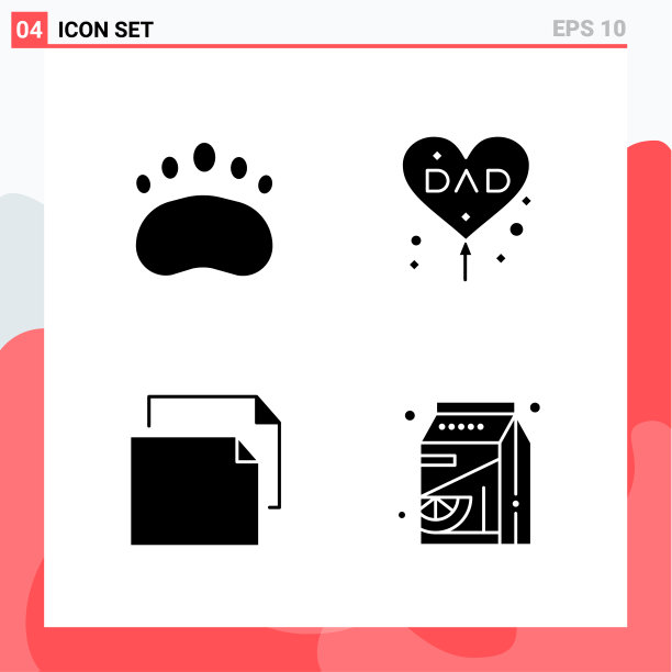 收集4个图标在固体风格的现代字形图片下载