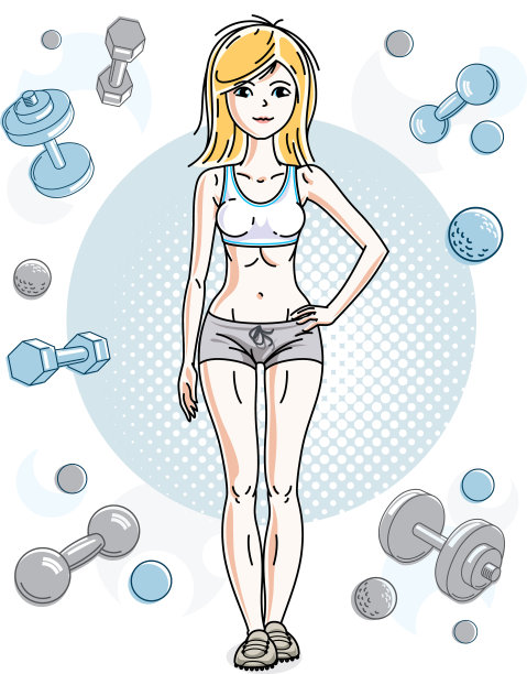 年轻漂亮的金发女运动员摆姿势图片下载