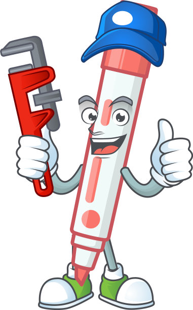 水管工，红色白板笔，白色背景图片下载
