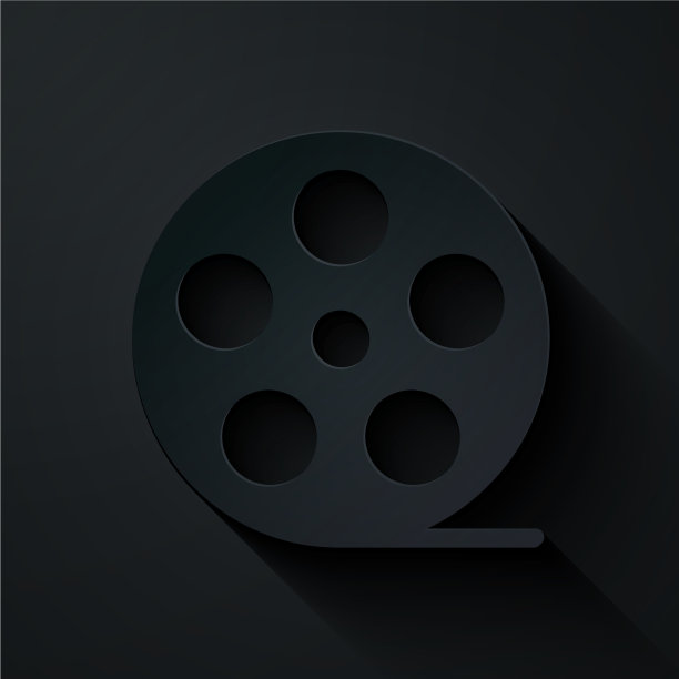 剪纸胶片卷轴图标孤立在黑色上图片下载