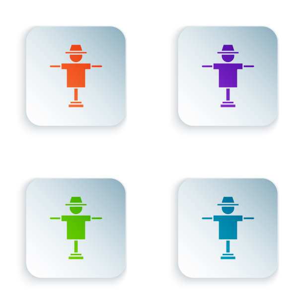 颜色稻草人图标孤立的白色背景图片下载