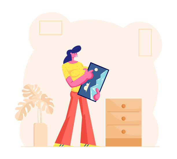 幸福微笑的女人拿着裱好的照片图片下载