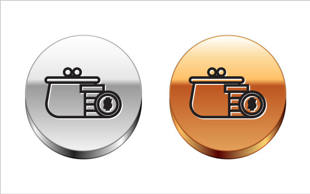 黑线钱包与硬币图标孤立上图片下载